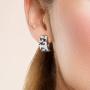 Santuzza Plated Black Maple Leaf Dangle Earrings 925 Sterling Silver Flower Leaves Earrings Cubic Zirconia Fashion Jewelry for Women