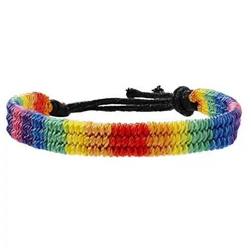 Nanafast Rainbow LGBT Pride Bracelet Handmade Braided Friendship String Bracelet for Gay & Lesbian Adjustable Size Nanafast Rainbow LGBT Pride Bracelet Handmade Braided Friendship String Bracelet for Gay & Lesbian Adjustable Size