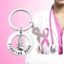 CENWA Breast Cancer Awareness Keychain Pink Rhinestone Ribbon Charm Jewelry Breast Cancer Support Gift Fighting Back Keychain