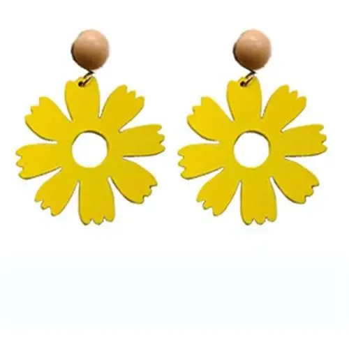 Gmillions Wood material Flower Tassel Earrings Dangle Drop Silver French Hook Jewelry for Womens Gmillions Wood material Flower Tassel Earrings Dangle Drop Silver French Hook Jewelry for Womens