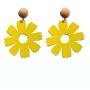Gmillions Wood material Flower Tassel Earrings Dangle Drop Silver French Hook Jewelry for Womens