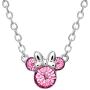 Disney Minnie Mouse Crystal Birthstone Silver Plated Pendant Necklace