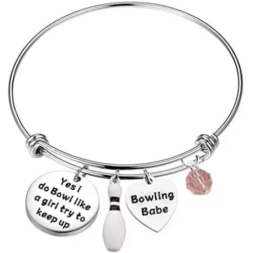 MAOFAED Bowling Ball Lover Gift Bowling Pin Charm Bracelet Bowling Coach Jewelry Bowling Gift for Bowling Players MAOFAED Bowling Ball Lover Gift Bowling Pin Charm Bracelet Bowling Coach Jewelry Bowling Gift for Bowling Players