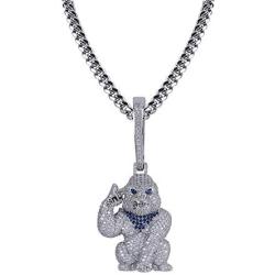 GUCY Iced Out Gold Plated Big Monkey Chain Animal Pendant Necklace Men Stainless Steel Rope Chain