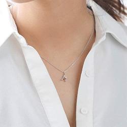 MONOZO Initial Necklace for Women Girls, 14K White Gold Plated Dainty Necklace with Initials, Letter Cubic Zirconia Monogram Small Initial Necklace Gifts for Women Teen Girls BFF Friendship