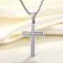 YL Mens Cross Necklace 316L Stainless Steel Jesus Ankh Pendant Rolo Chain Jewelry