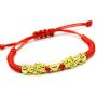Feng Shui The Best Red String Bracelet with Double Pi Xiu/Pi Yao and Golden Wealth Ingots Bracelet Jewelry Attract Wealth and Good Luck