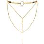 Suyi Stylish Layered Sequins Choker Necklace with Thin Long Chain Pendant for Women Lady Girl