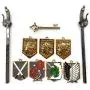 10 Pieces Attack on Titan Shingeki No Kyojin Wall Maria Rose Sina Gold Badge Dual Weapon Sword Blade Pendant Charm Necklace Erens Key Keychain Cosplay Accessory Jewelry Set in a Collection Box