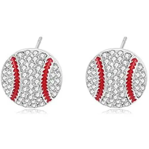 MANZHEN Baseball Softball Crystal Enamel Dangle Earrings Bling Sport Ball Earring Jewelry for Girls MANZHEN Baseball Softball Crystal Enamel Dangle Earrings Bling Sport Ball Earring Jewelry for Girls