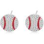 MANZHEN Baseball Softball Crystal Enamel Dangle Earrings Bling Sport Ball Earring Jewelry for Girls