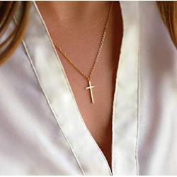 OSIANA Small Cross Necklace for Women Sterling Silver Simple Elegant Delicate Cross Necklace Good Elephant Evil Eye Necklace Gift