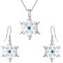 EVER FAITH Womens Jewelry Sets 925 Sterling Silver Cubic Zirconia Snowflake Winter Party Necklace Earrings Set