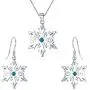 EVER FAITH Womens Jewelry Sets 925 Sterling Silver Cubic Zirconia Snowflake Winter Party Necklace Earrings Set