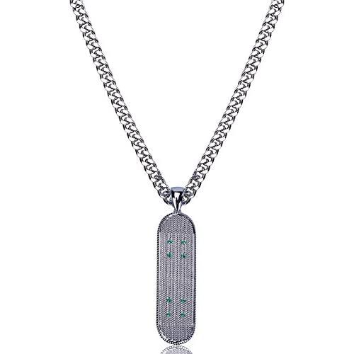 Moca Jewelry Iced Out Skateboard Pendant Necklace 18K Gold Plated Bling CZ Simulated Diamond Hip Hop Rapper Chain Necklace for Men Women