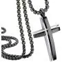 555Jewelry Grooved Stainless Steel Cross Necklace for Men and Women 16-24'' Chain 555Jewelry Grooved Stainless Steel Cross Necklace for Men and Women 16-24'' Chain