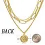 ACC PLANET Layered Choker Necklace,18K Gold Plated Coin Pendant Necklace Multilayer Disc Necklace Chunky Paperclip Link Chain Adjustable Layering Choker Necklaces for Women Jewelry Mothers Gifts
