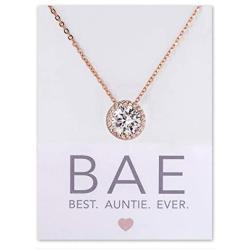 A+O Gift for Mom, Aunt, Grandma - Solitaire Halo Necklace in Gold, Rose Gold, Silver