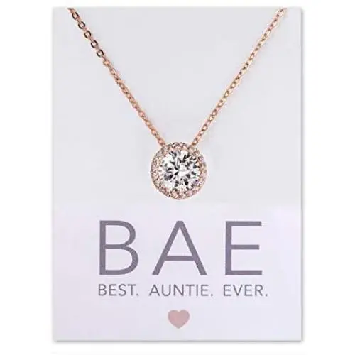 A+O Gift for Mom, Aunt, Grandma - Solitaire Halo Necklace in Gold, Rose Gold, Silver