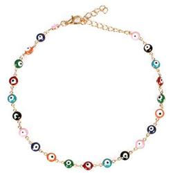 Colourful Evil Eyes Choker Gold Necklace Gift Her Jewelry for Women Girls