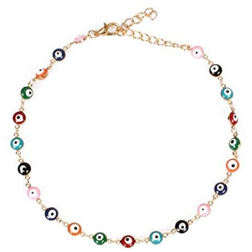 Colourful Evil Eyes Choker Gold Necklace Gift Her Jewelry for Women Girls