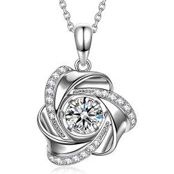 DANCING HEART ✦Daybreak✦ Women Necklaces Valentine Jewelry Gifts for Women 3A Cubic Zirconia Necklaces Flower Necklaces Romantic Gift for Women