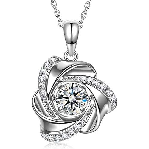 DANCING HEART ✦Daybreak✦ Women Necklaces Valentine Jewelry Gifts for Women 3A Cubic Zirconia Necklaces Flower Necklaces Romantic Gift for Women