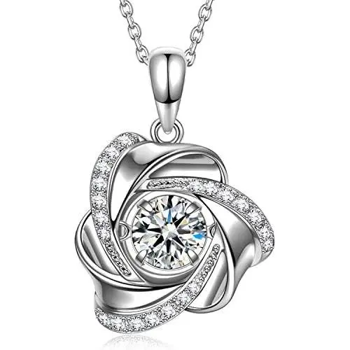 DANCING HEART ✦Daybreak✦ Women Necklaces Valentine Jewelry Gifts for Women 3A Cubic Zirconia Necklaces Flower Necklaces Romantic Gift for Women