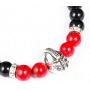 Barsly 1 pc Charm Gold Silver Spartan Helmet Black and Red Beads Braided Bracelet Adjustable Jewelry for Men