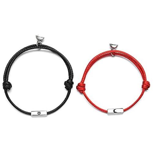 ClosJery Magnetic Bracelets for Couples Moon and Sun Connect Copper Cute Cat Friendship Relationship Promise Matching Bracelets for Couples Boyfriend and Girlfriend Best Friend BFF Him Her