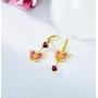 AOBOCO 18K Gold Plated Sterling Silver Butterfly Drop Dangle Earrings, Purple Enameled Leverback Dangle Earrings with Love Heart Crystals from Austria, Birthday Gifts for Women Girls