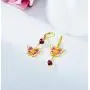 AOBOCO 18K Gold Plated Sterling Silver Butterfly Drop Dangle Earrings, Purple Enameled Leverback Dangle Earrings with Love Heart Crystals from Austria, Birthday Gifts for Women Girls