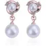 FAIRY COUPLE Women Girls Gold Plated Simulated Shell Pearl Pendant Necklace Dangle Earrings Vintage Wedding Party Jewelry Set Anniversary
