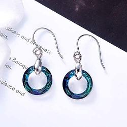 SNOWH Earrings for Women - Dangle Earrings Sterling Silver Hoop Earring with Swarovski Crystals