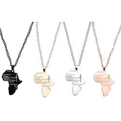 Stainless Steel Africa Map Charm Pendant Hip Hop Jewelry African Map Necklace for Women Mens Party Jewelry
