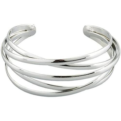 LuckyLy Bangle Marvelous Open Cuff Style Bracelet For Women, Silver and Gold, One Size Fits All