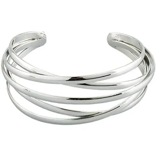 LuckyLy Bangle Marvelous Open Cuff Style Bracelet For Women, Silver and Gold, One Size Fits All LuckyLy Bangle Marvelous Open Cuff Style Bracelet For Women, Silver and Gold, One Size Fits All