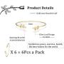 Finrezio 6 PCS Leaf Bangle Bracelets for Women Girls Simple Cuffs Sister Bridesmaid Bracelets for Bridal Wedding Jewelry Stretch, 3 Colors