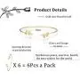 Finrezio 6 PCS Leaf Bangle Bracelets for Women Girls Simple Cuffs Sister Bridesmaid Bracelets for Bridal Wedding Jewelry Stretch, 3 Colors