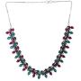 Efulgenz Boho Vintage Antique Ethnic Gypsy Indian Oxidized Silver Crystal Cubic Zirconia Bridal Necklace Earrings Jewelry Set