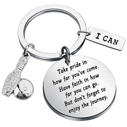 FUSTMW Bowling Ball Keychain Bowling Team Gifts Bowling Coach Keychain Bowling Player Inspiration Gifts for Bowling Lovers Jewelry Take Pride in How Far You Have Come