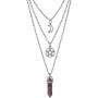 MJartoria Moon Pentagram Necklace Pentacle Crystal Chakra Necklace Charm Pendant Multi Layered Alloy Chain Choker Necklaces Set Gothic Jewelry