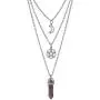 MJartoria Moon Pentagram Necklace Pentacle Crystal Chakra Necklace Charm Pendant Multi Layered Alloy Chain Choker Necklaces Set Gothic Jewelry