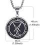 Elfasio Inverted Pentagram Baphomet Goat Necklace for Men Sigil of Lucifer Satan Satanic Samael Lilith Symbol Both Sided Stainless Steel Pendant Chain, Black Red