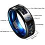 NUNCAD Mens 8mm Black Tungsten Carbide Ring Blue Rings for Men Blue Carbon Fiber Polished Finish Comfort Fit Size 6-15