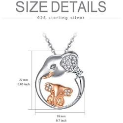 AOBOCO Elephant Jewelry Gifts for Women Sterling Silver Elephant Family Necklace for Mom Daughter Wife Grandma