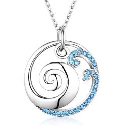 Bellrela 925 Sterling Silver Ocean Wave Pendant Necklace