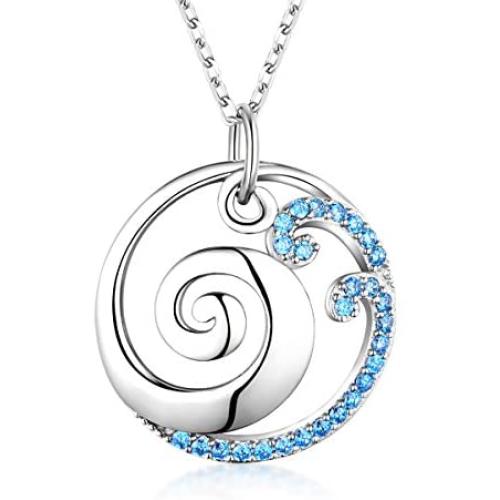 Bellrela 925 Sterling Silver Ocean Wave Pendant Necklace