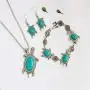 Turtle Necklace Pendant Cute Animal Sea Tortoise Turquoise Dangle Drop Earrings Hook Hollow Circle Flower Bracelet for Women Girls Jewelry Set Turtle Necklace Pendant Cute Animal Sea Tortoise Turquoise Dangle Drop Earrings Hook Hollow Circle Flower Bracelet for Women Girls Jewelry Set