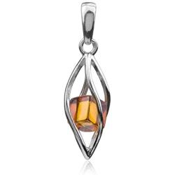 Amber Sterling Silver Millennium Collection Cube Pendant